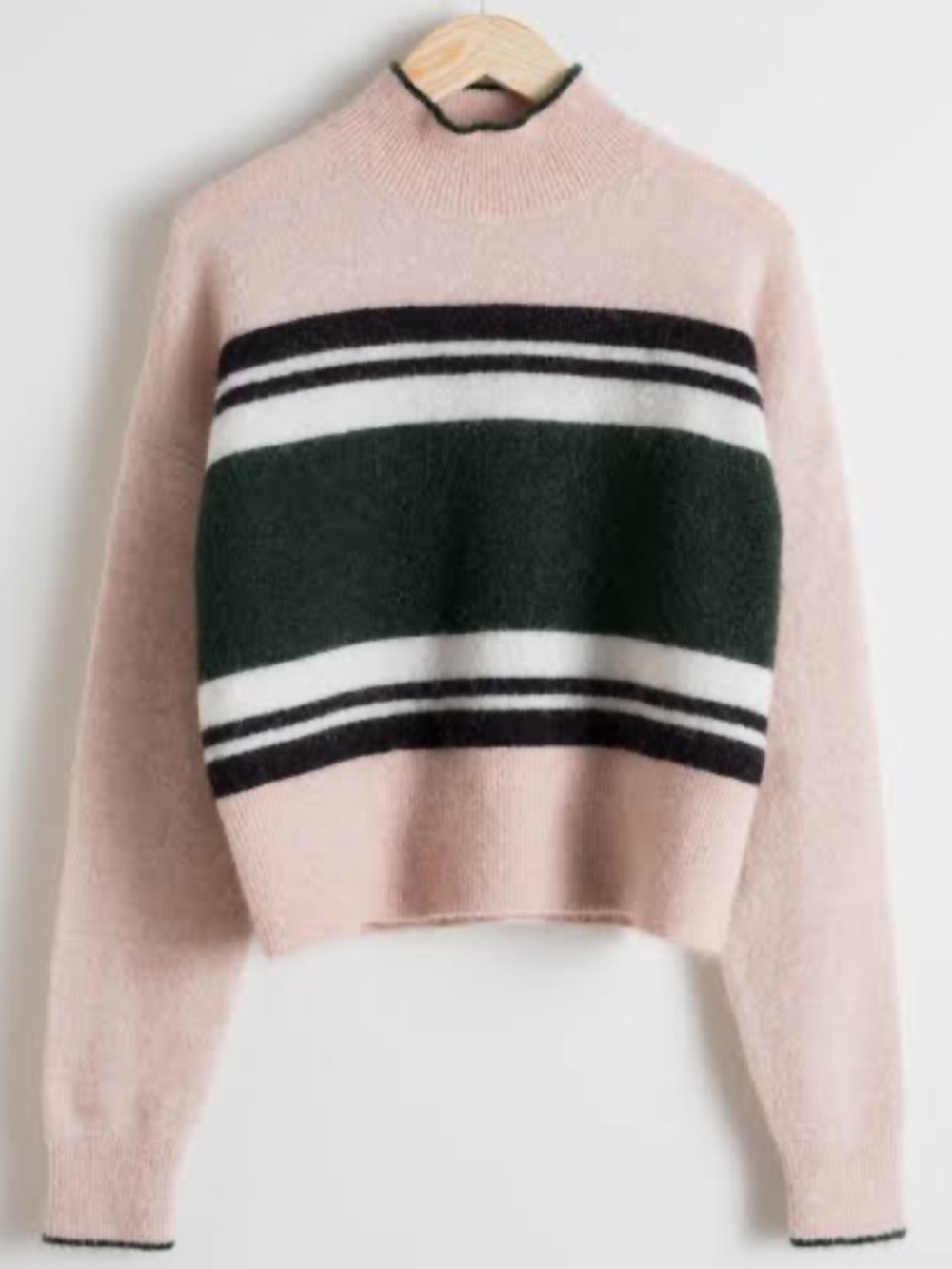 Stockholm Atelier & Other Stories Soft Pink Striped Mock Neck Sweater